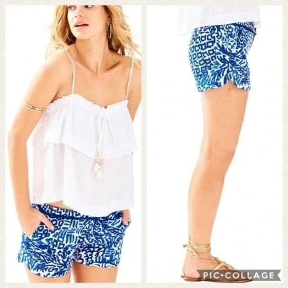 Lilly Pulitzer Adie Shorts Indigo Home Slice Size 6 - Picture 1 of 7